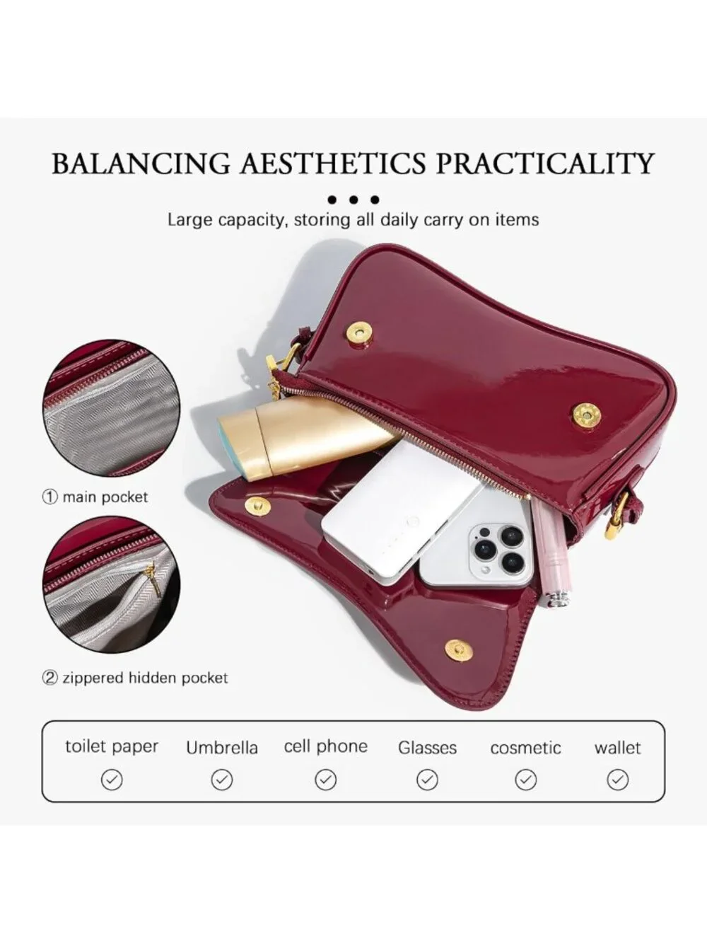 Chic Hobo Bag for Women with Cherry Pendant | Stylish Crossbody Shoulder Purse